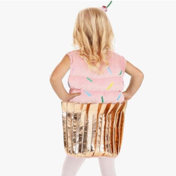 Pink Cupcake Toddler Costume Tunic with Metallic Cupcake Liner & Cherry Headband - Picture 2 of 13